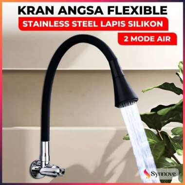 Kran Cuci Piring Fleksibel Stainless Steel Lapis Silikon Kran Angsa Cuci Piring Kran Wastafel Cuci T