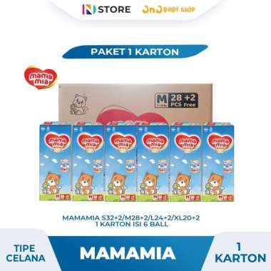 Mamamia Soft Dry Pants S32+2/M28+2/L24+2/XL20+2 Popok Bayi Tipe Celana Kemasan 1 Karton MAMAMIA M28+