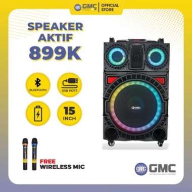 BATAM - GMC 889K 899 K portable active speaker bluetooth 15 inch 2 mic