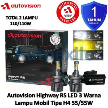 Autovision Tuner RS LED 3Warna H4 3000K 4300K 6000K Putih Lampu Mobil