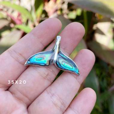 Liontin Kalung Pendant Perak Silver Bali Asli 925 Ekor Ikan Kerang Power Paua Wanita Pria Custom Ele