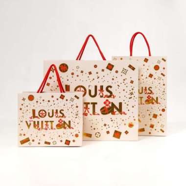 Tas PAPER BAG LOUIS VUITTON RIBBON BEIGE 100% ORIGINAL Size XS