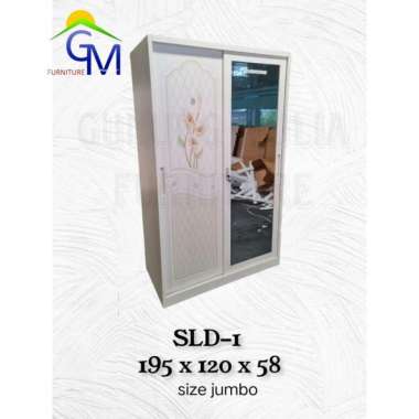 Lemari Pakaian Sleding Plat Besi 2 Pintu Size Jumbo SLD-2