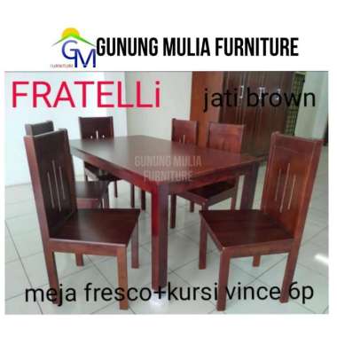 Meja Makan Vince Kayu Solid 6 Person