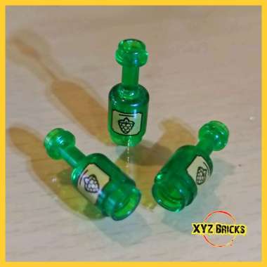LEGO PARTS 95228pb02 - Bottle Transparent Green with Black Grapes on Gold Background Label Pattern -