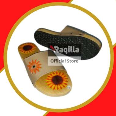 Sandal Wanita Selop Motif Bunga Matahari Dari Raqilla Shop 38