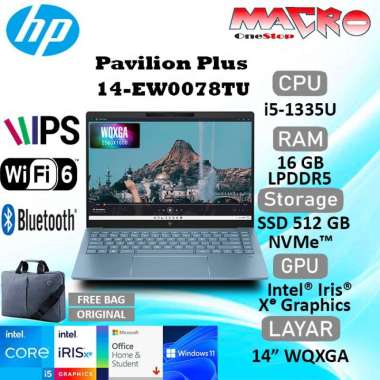 HP Pavilion Plus 14-EW0078TU i5-1335U 16GB SSD 512GB WIN11+OHS 14.0 WQXGA