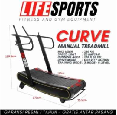 treadmill manual curve Lifesports TREADMILL Manual Curve Medium komersial fitness IMPORT