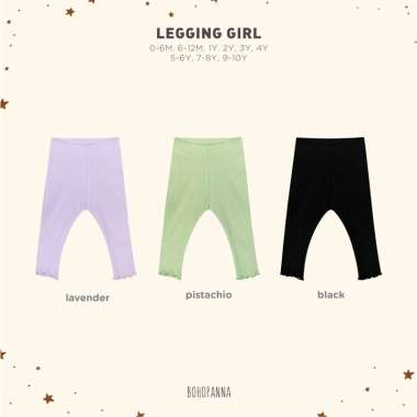 BOHOPANNA - LEGGING GIRL - CELANA LEGGING ANAK PEREMPUAN 1Y PISTACHIO