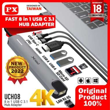 Hub Converter USB Type C 3.1 to USB Type C 4K HDMI 8 in 1 PX UCH08