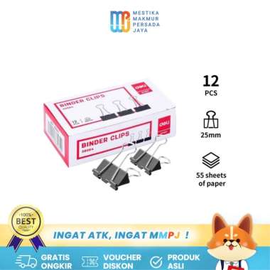 Deli Klip Kertas 25mm Dilapisi Effortless Penjepit Kertas Binder Buku Bebas Karat