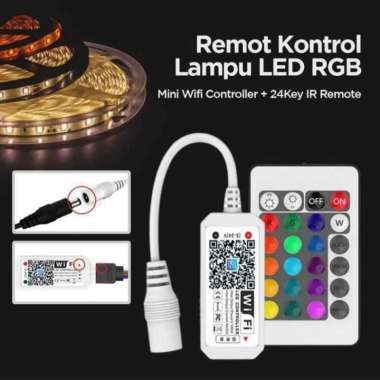 Mini Wifi Controller + 24Key IR Remote Lampu LED strip RGB