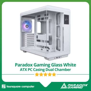 Paradox Gaming Glass White ATX + 1x Fan ARGB 12cm | CPU PC Case Casing Komputer