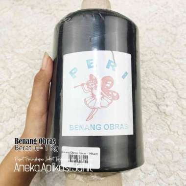 1 BIJI BENANG OBRAS BESAR / BENANG POLYSTER OBRAS / BENANG OBRAS POLIS Hitam