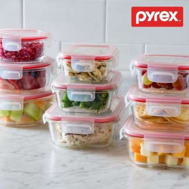 Pyrex Easy Vent Glass Storage Container / Wadah Penyimpanan Kaca / Toples Kaca Square 515ml