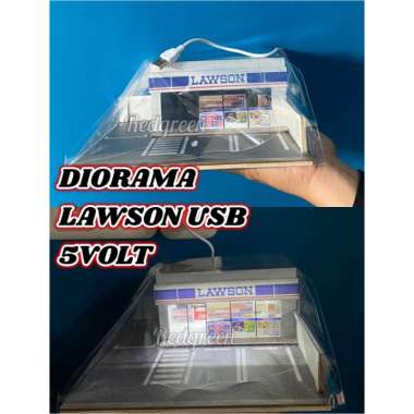 Diorama Bengkel Garasi Parkiran Lawson Seven LBWK Diecast skala 1/64 diorama Usb adaptor LAWSON USB