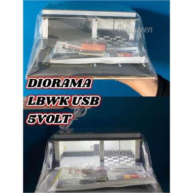Diorama Bengkel Garasi Parkiran Lawson Seven LBWK Diecast skala 1/64 diorama Usb adaptor LBWK USB 5v