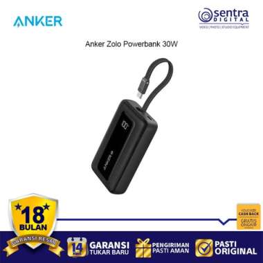 Anker Zolo Powerbank 10000 mAh 22.5W PD IQ Power Bank - A1688 - Black