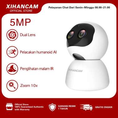 TECNO XIHANCAM 5MP Smart Dual Lens CCTV Indoor Wifi IP Kamera Zoom 360 PTZ CCTV Wifi Jarak Jauh Lewa