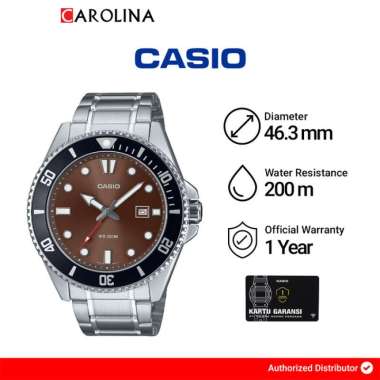 Jam Tangan Pria Casio Diver Marlin Duro Starbucks MDV-107D-5A Brown Dial Stainless Steel Strap