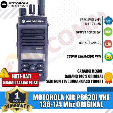 MOTOROLA XiR P6620i VHF 136-174Mhz HT Motorola Xir P6620i Non Tia Ht Motorola Original Garansi Resmi