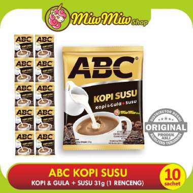 Kopi ABC Kopi Susu - Kopi + Gula + Susu (Renteng isi 10 Sachet)