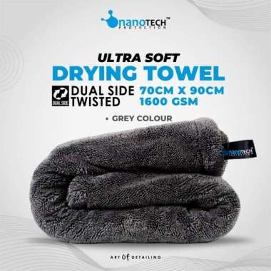 DRYING TOWEL 1600GSM 90X70 DUAL SIDE TWISTED - MICROFIBER HANDUK MOBIL BLUE GREY