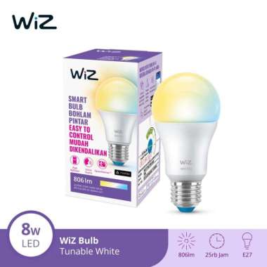 WiZ Lampu Smart LED 8W WiFi Smart Bulb TW Putih - Lampu Tidur