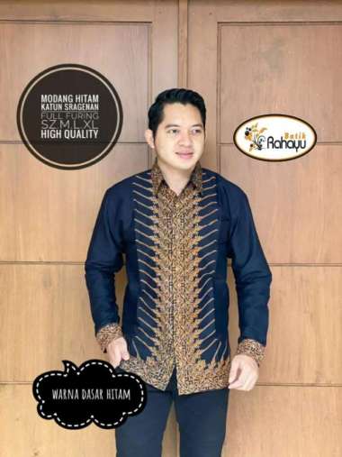 MODANG HITAM Kemeja Batik Pria Lengan Panjang Fashion Batik Solo XXL