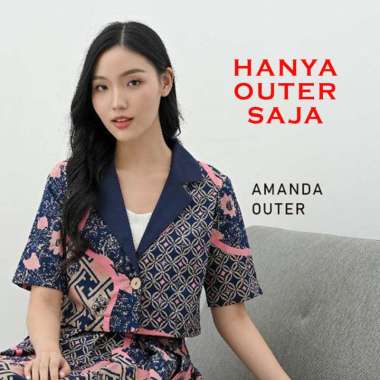 Evercloth Amanda Outer Novus Skirt Setelan Batik Wanita Outer Crop Rompi Vest Blazer Crop Jumbo Luar