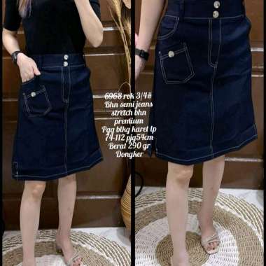 6968 Rok Pendek 3/4 Semi Jeans Stretch Wanita Korean Style/Rok Sexy army