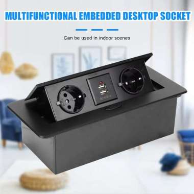 CXFG Stop Kontak Tanam Meja Pop Up Electric Plug Socket with USB Port CF2EU T Colokan Listrik Staker