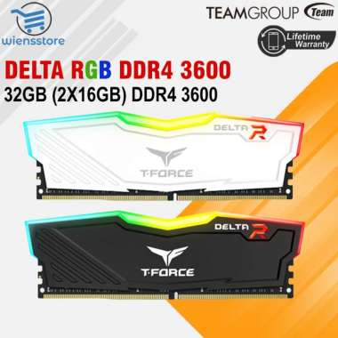 Team T-Force Delta RGB 32GB (2x16GB) DDR4 3600 Mhz Hitam