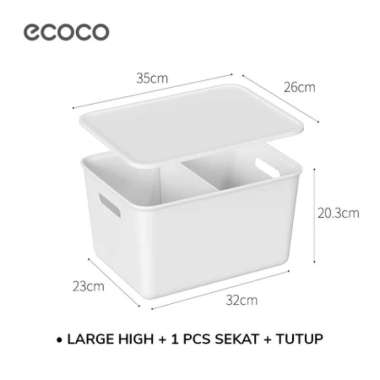 Ecoco Organizer Box Large High [26x35x20.3 cm] - Box Penyimpanan Kuat Box Design Modern Kotak Kontai