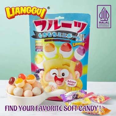 Lianggui Fruity Chewy Mini Ball 108gr Permen Lunak Soft Candy Rasa Buah