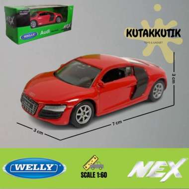 Mainan Mobil Diecast Welly Nex Sedan Audi R8 V10 Skala 1:60 Red