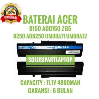 Original Baterai Acer UM08B31 UM08B71 AOD150 ZG5 A110 HITAM