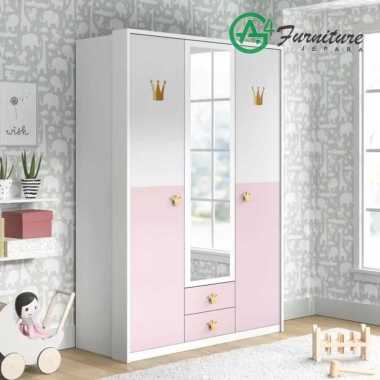 Lemari Pakaian 3 Pintu Anak Perempuan Minimalis Pink