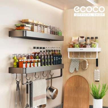 ECOCO Wall Rack Aluminium - Rak Dapur Rak Bumbu Rak Multifungsi Rak Sabun Skincare Toilet Kabinet Ka