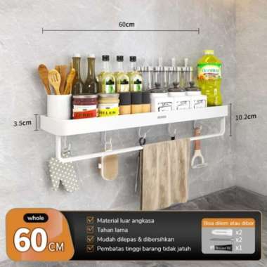 ECOCO Wall Rack Aluminium - Rak Dapur Rak Bumbu Rak Multifungsi Rak Sabun Skincare Toilet Kabinet Ka