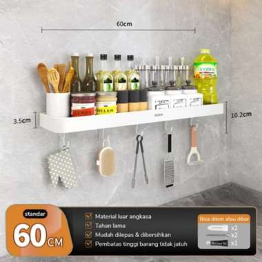 ECOCO Wall Rack Aluminium - Rak Dapur Rak Bumbu Rak Multifungsi Rak Sabun Skincare Toilet Kabinet Ka