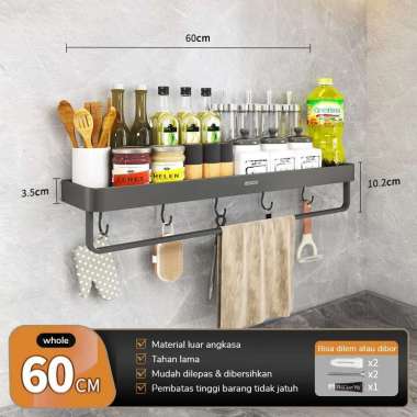 ECOCO Wall Rack Aluminium - Rak Dapur Rak Bumbu Rak Multifungsi Rak Sabun Skincare Toilet Kabinet Ka