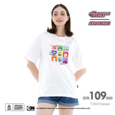 Aerostreet T Shirt Oversize Powerpuff Girls Townsville White Kaos FBDAA M