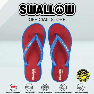 Swallow Sandal Jepit Rainbow - Sendal Karet Dewasa Wanita Anti Selip Red sz 10