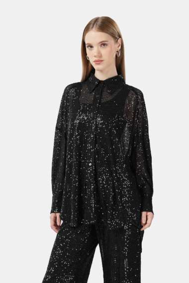 Benang Jarum - Callie Sequin Shirt - Black M/L