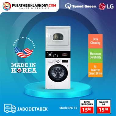 Stack Washer LG 15 Kg & Dryer Speedqueen 15 Kg, Stack SPG15