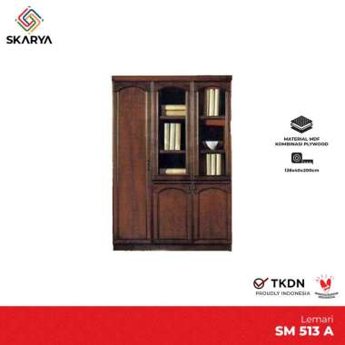 Lemari Arsip Kantor Lemari Kayu Rak Arsip Dengan Kaca SM 513A (Baru) TANPA RAKIT