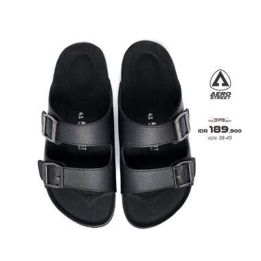 Aerostreet 38-45 Sandal Hugo Hitam Hitam - Sandal Sendal Selop Slip On B1AAA 44