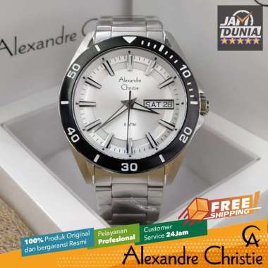 JAM ALEXANDRE CHRISTIE PRIA 6512 AC6512 AC 6512 SILVER BLACK ORIGINAL CT ST JAM TANGAN PRIA ALEXANDR