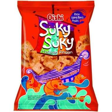 Oishi suky suky snack udang manis pedas / rumput laut udang manis pedas